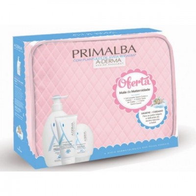 A-Derma Primalba Mala Maternidade Rosa Gel Corpo/Cabelo + Creme Muda Fralda + Creme Hidratante Cocon