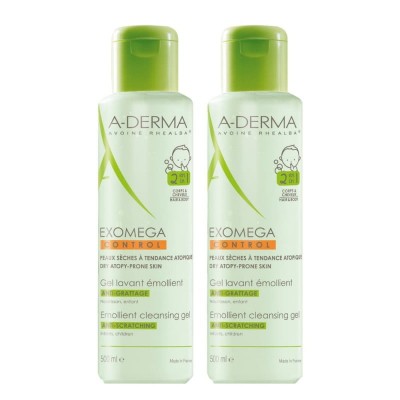 A-Derma Exomega Control Duo Gel para corpo e cabelo 2 x 500 ml com Desconto de 10€