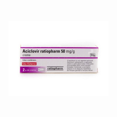 Aciclovir Ratiopharm MG, 50 mg/g-2 g x 1 creme bisnaga