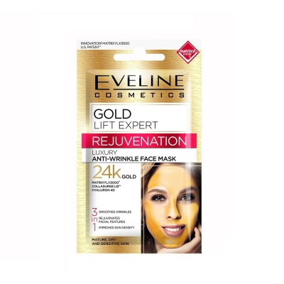 Eveline Cosmetics Gold Lift Expert Máscara Facial Anti-Rugas 24k Gold 3 em 1 7ml
