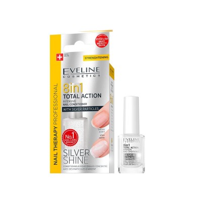 Eveline Cosmetics Nail Therapy Silver Shine Verniz Condicionador para Unhas 8 em 1 12ml