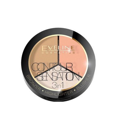 Eveline Cosmetics Contour Sensation 3 em 1 - Bronzer + Iluminador + Blush