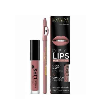Eveline Cosmetics OH! My Lips Nº1 Batom Líquido Matte em Gloss + Lápis Delineador