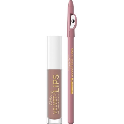 Eveline Cosmetics OH! My Lips Nº11 Batom Líquido Matte em Gloss + Lápis Delineador Coffret