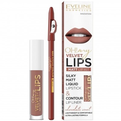 Eveline Cosmetics OH! My Lips Nº12 Batom Líquido Matte em Gloss + Lápis Delineador