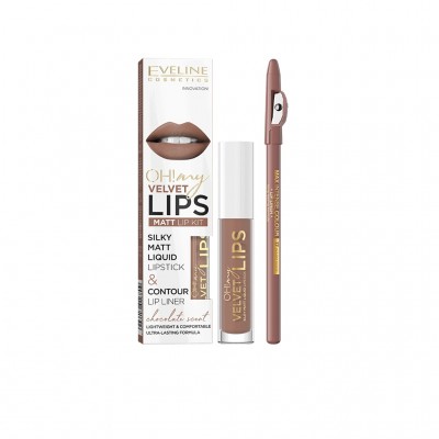 Eveline Cosmetics OH! My Lips Nº14 Batom Líquido Matte em Gloss + Lápis Delineador