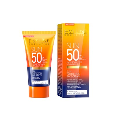 Eveline Cosmetics Sun Protetor Solar Facial para Peles Sensíveis SPF50