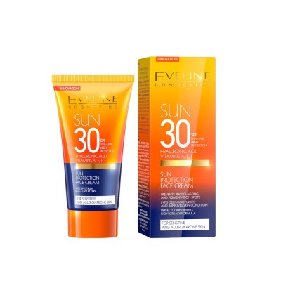 Eveline Cosmetics Sun Protetor Solar Facial para Peles Sensíveis SPF30