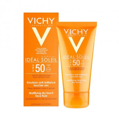 Vichy Idéal Soleil Emulsão Facial Matificante SPF50 para Peles Sensíveis Mistas a Oleosas 50ml